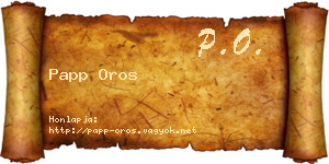 Papp Oros névjegykártya